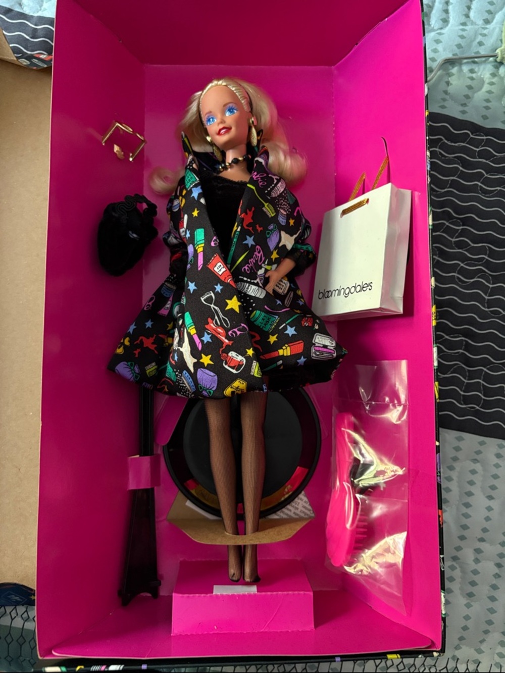 Bloomingdale's Savvy Shopper Barbie Box – Black with Multicolor Icons
